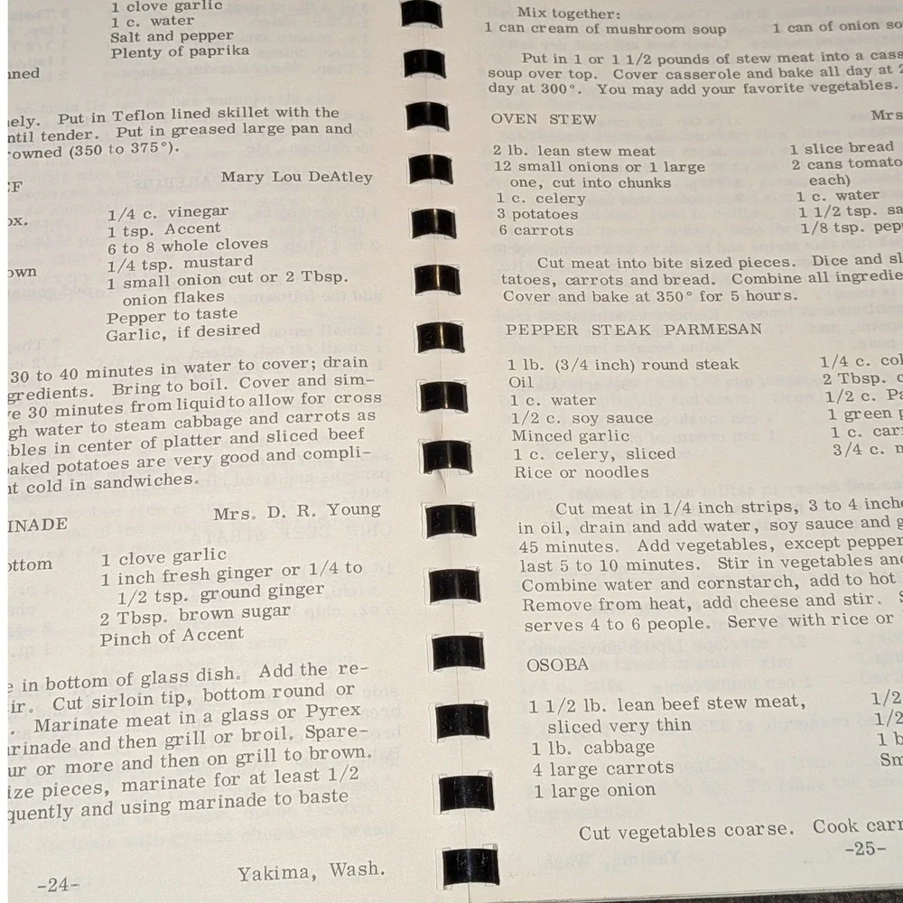 Vintage Yakima WA Church Cookbook Tasty & Tested Recipes Friendship Circle